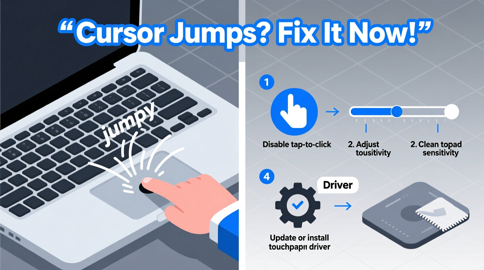 why is my cursor jumping around while typing laptop touchpad fixes