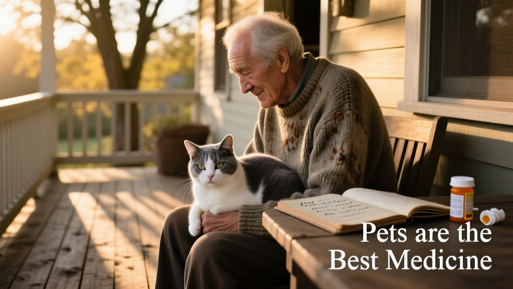 Emotional support cat and his owner