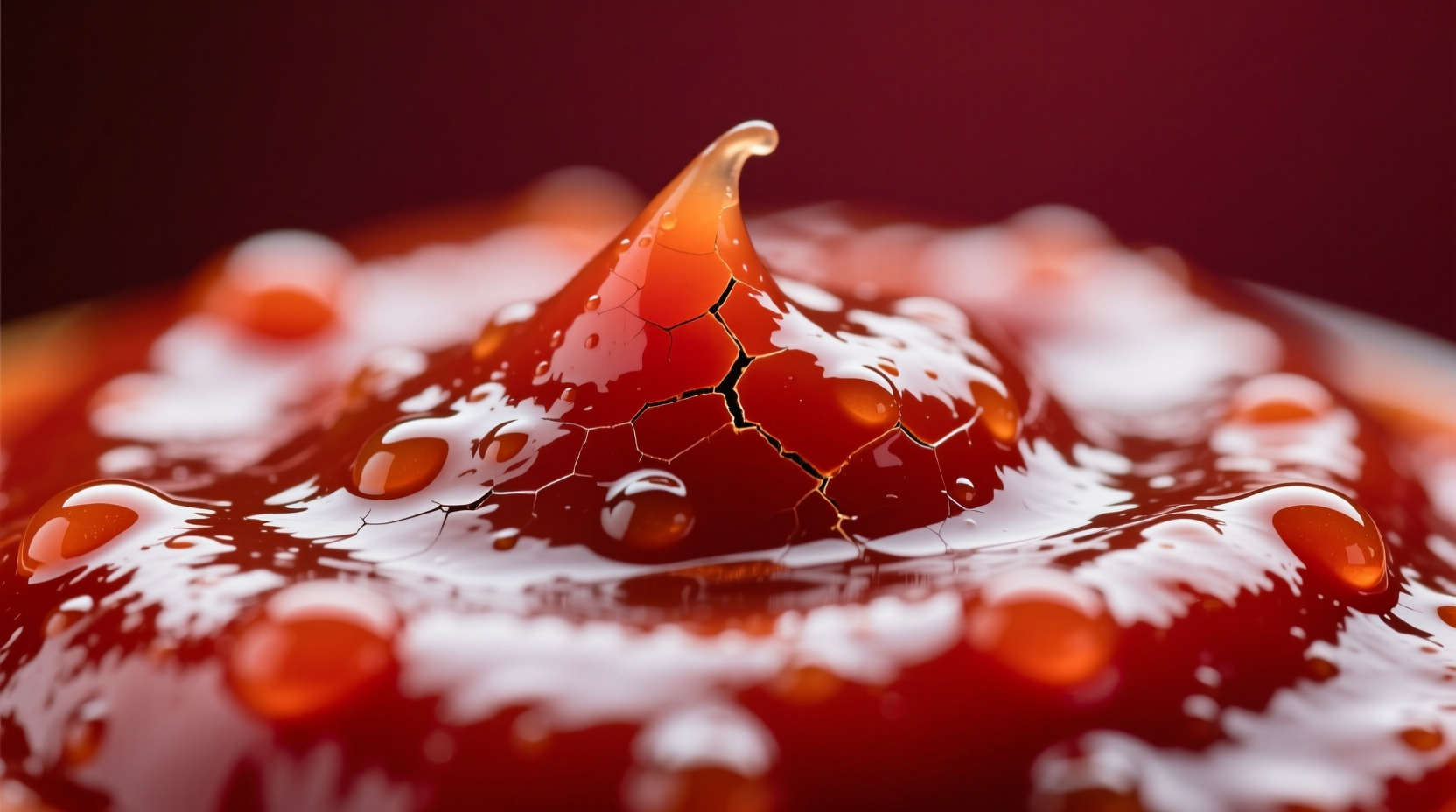 Close-up of tomato ketchup texture showing its opaque nature
