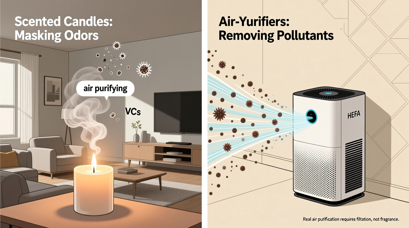 do scented candles actually purify air or are they just masking odors