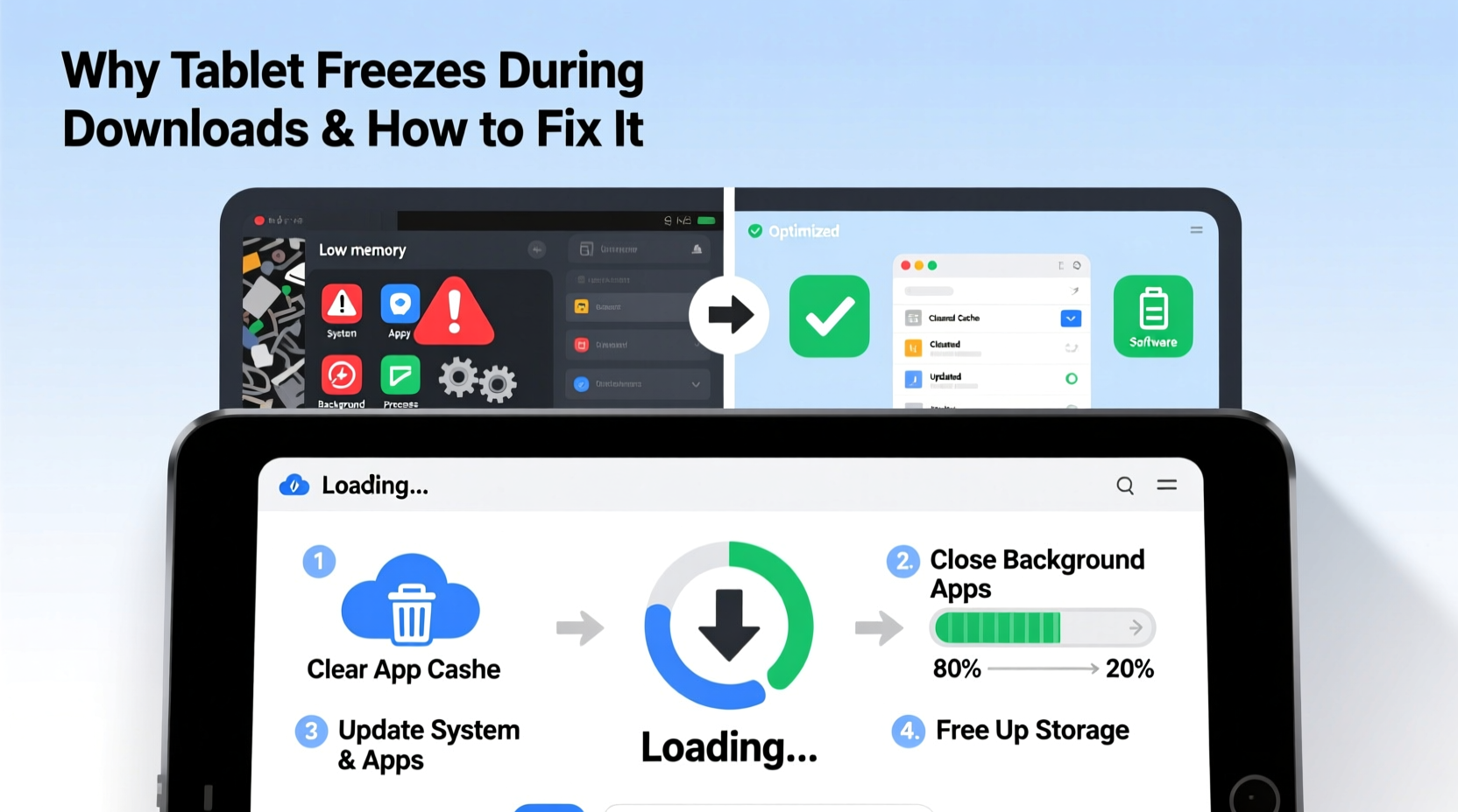 why does my tablet freeze when downloading apps and how to speed it up
