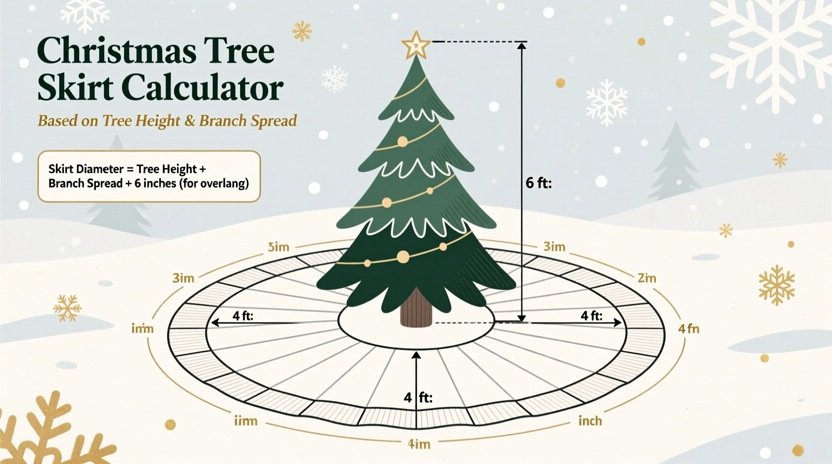christmas tree skirt diameter calculator based on tree height and branch spread