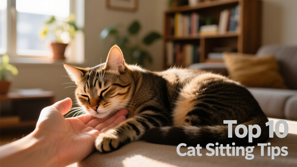 Close-up of a cat gently head-butting a sitter's hand while lying on its side—showing relaxed body language and trust