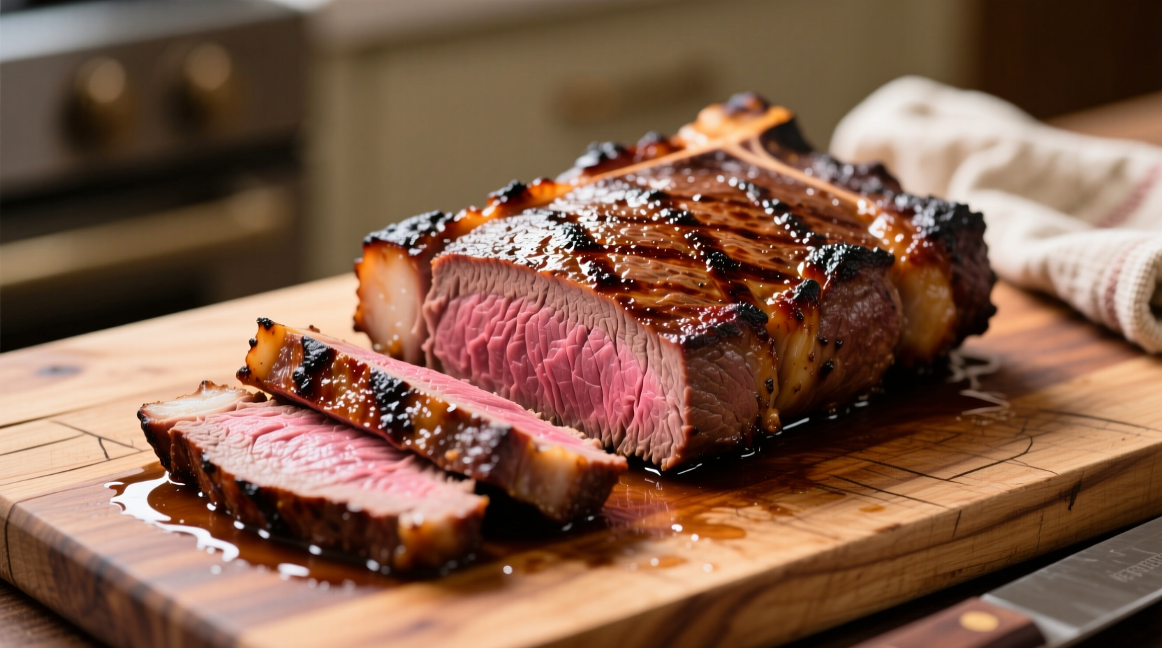 Perfectly seared tri tip roast on cutting board