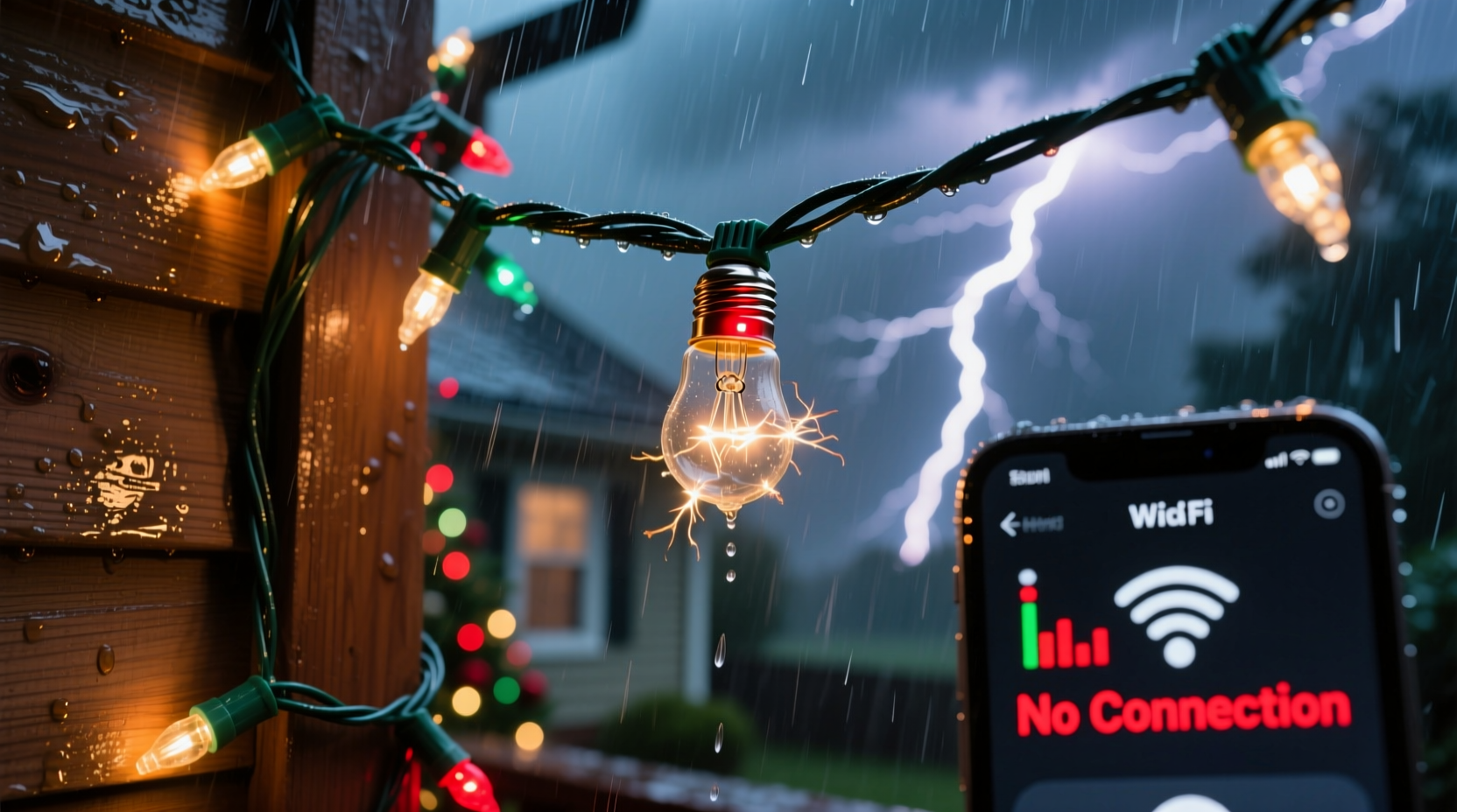 why does my smart bulb christmas string lose connection during storms