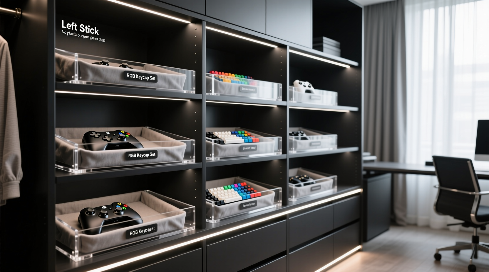 closet organization tips for gaming skins keycaps