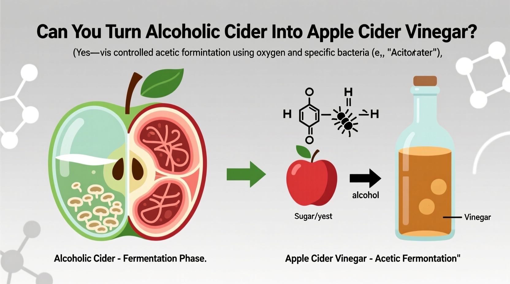 apple cider vinegar vs alcoholic cider are they related and can you ferment one into the other