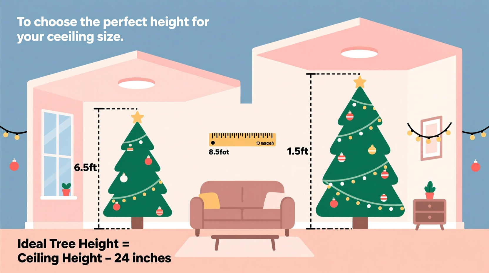 how to choose the perfect height for your christmas tree based on ceiling size