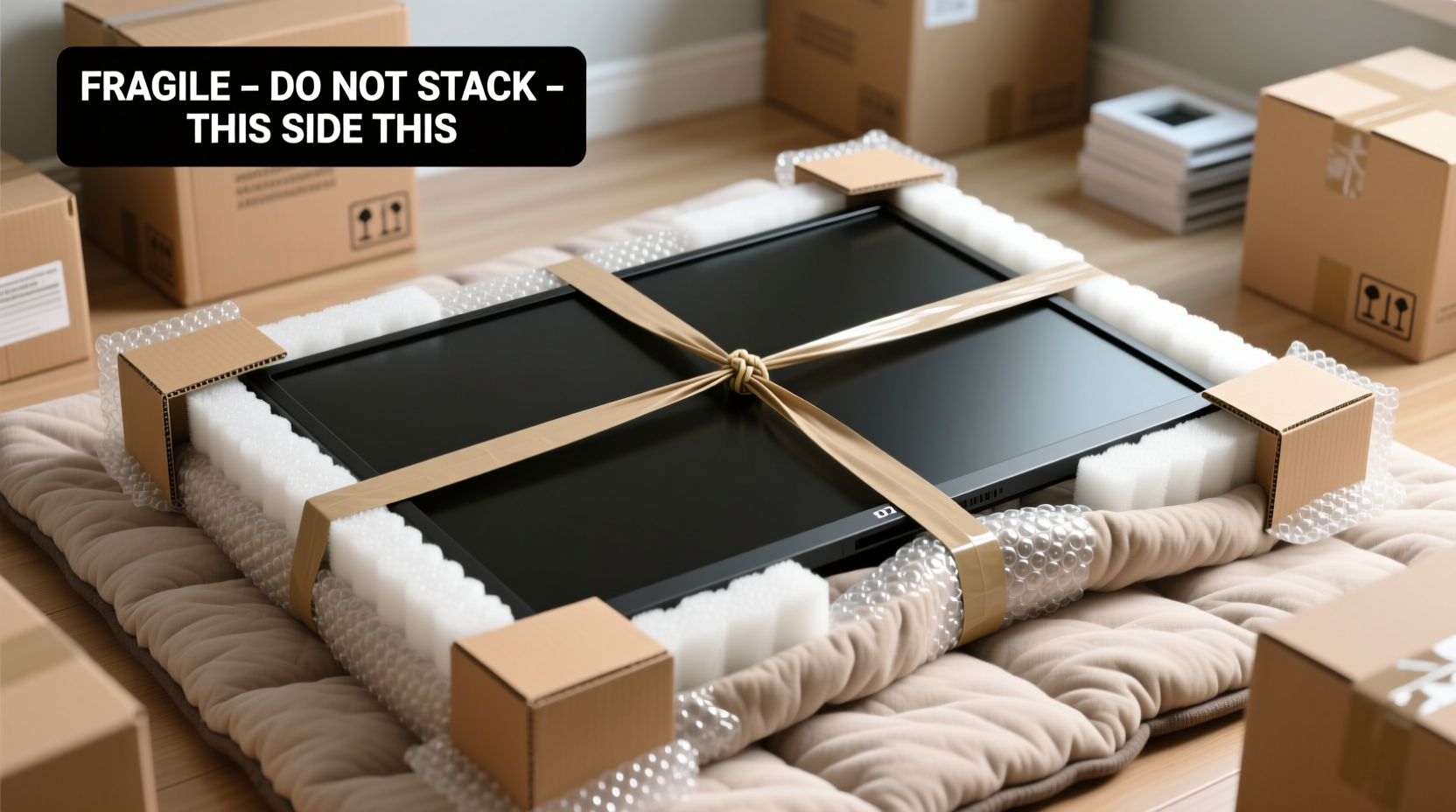 how to safely pack a monitor for moving without the original box