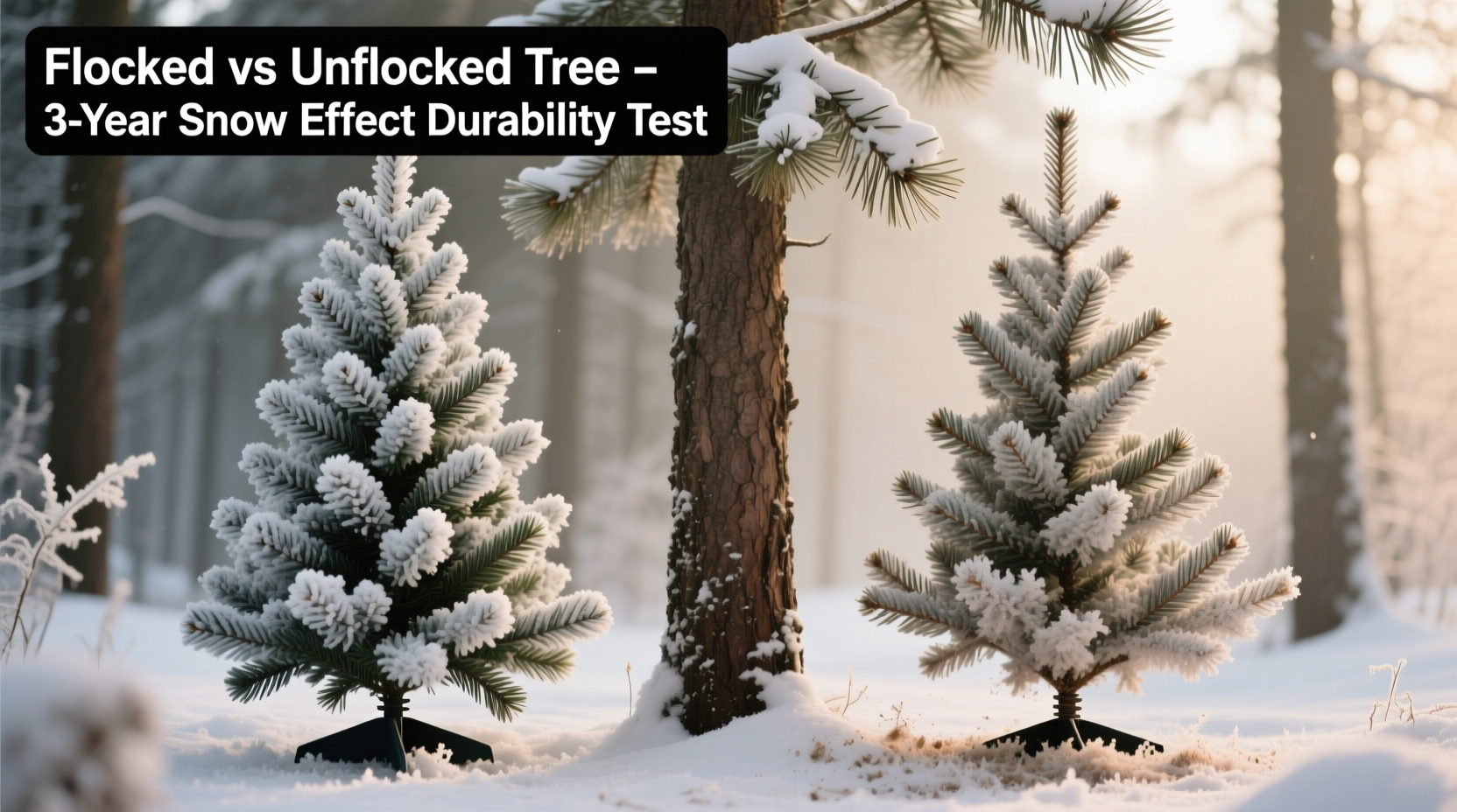 artificial flocked tree vs unflocked tree does the snow effect hold up after three seasons