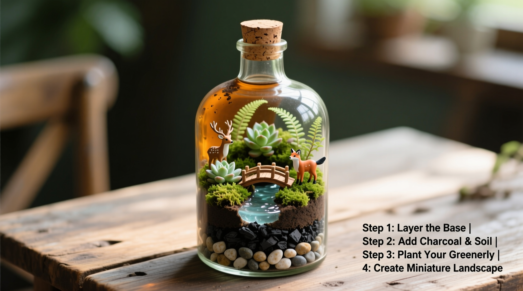 DIY terrarium using an old whiskey bottle step-by-step guide