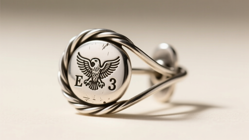 Macro shot of a vintage Mexican arracada earring latch showing an Eagle 3 hallmark stamped into 14-gauge sterling silver wire.