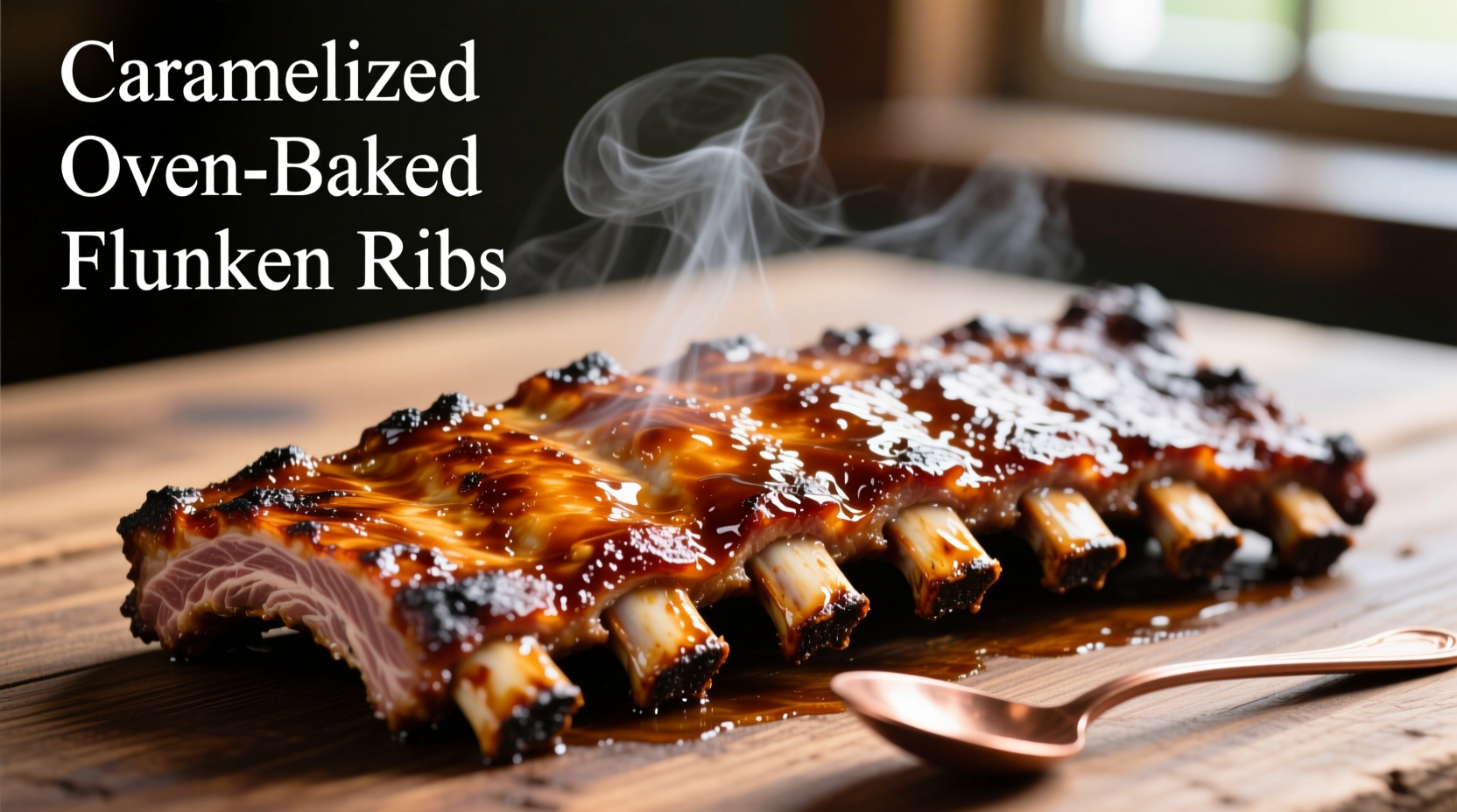 Oven-baked flanken ribs with caramelized edges