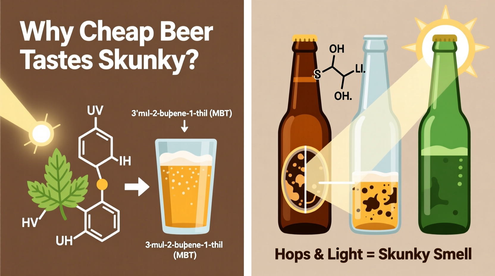 why does cheap beer taste skunky and how light exposure affects hops