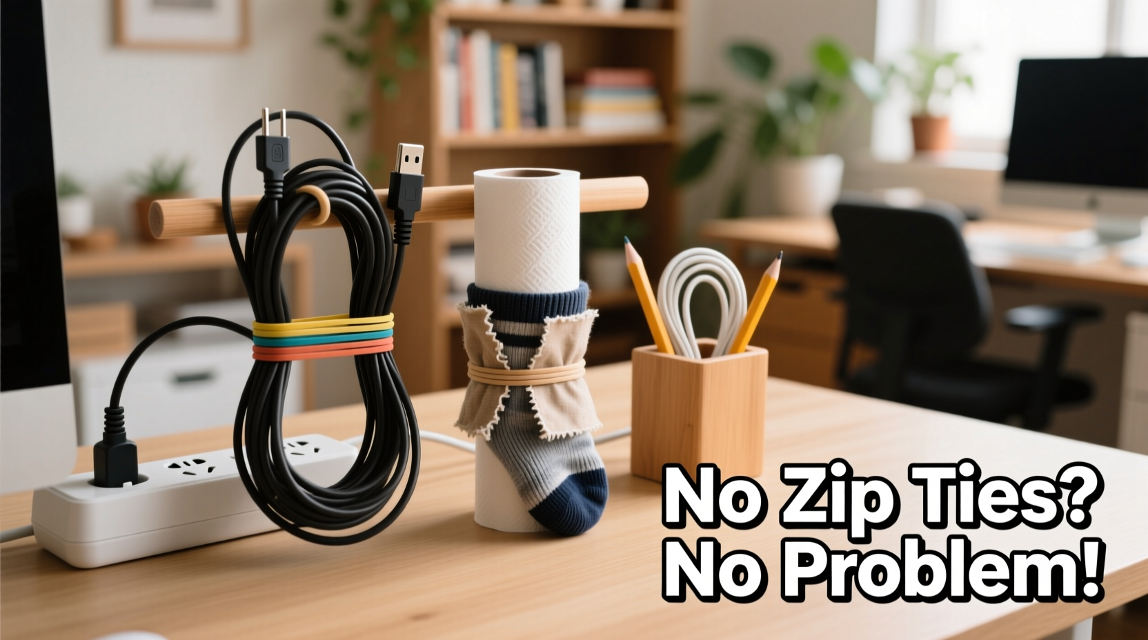how to organize cables neatly using household items no zip ties needed