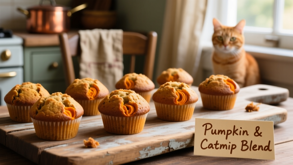 Close-up of golden-brown pumpkin mini muffins with crumbly tops arranged on a rustic wooden board