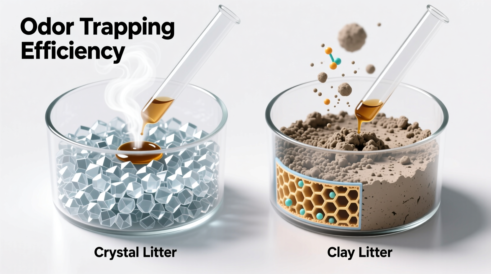 crystal litter vs clay litter which one actually traps odor better