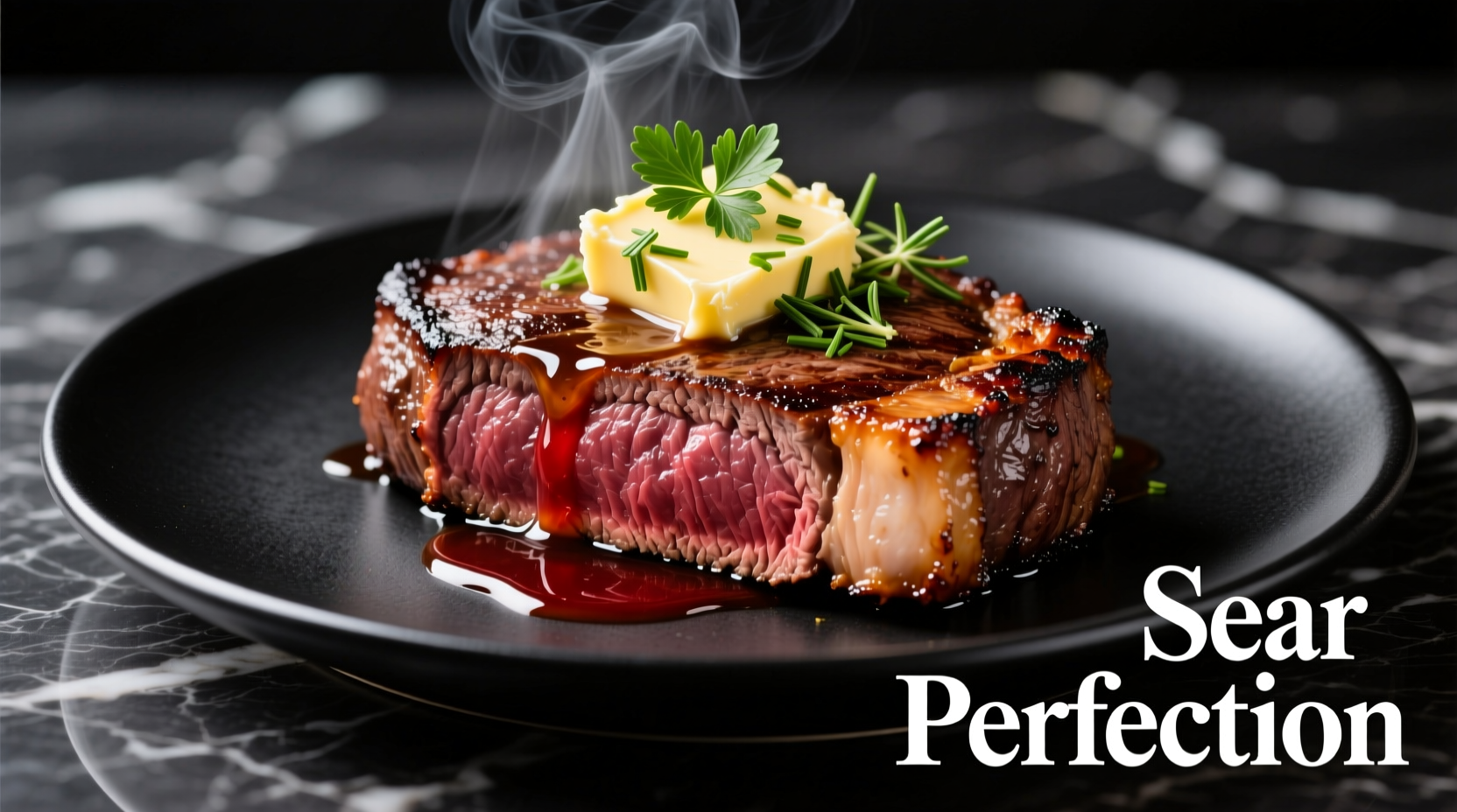 Perfectly seared filet mignon with herb butter