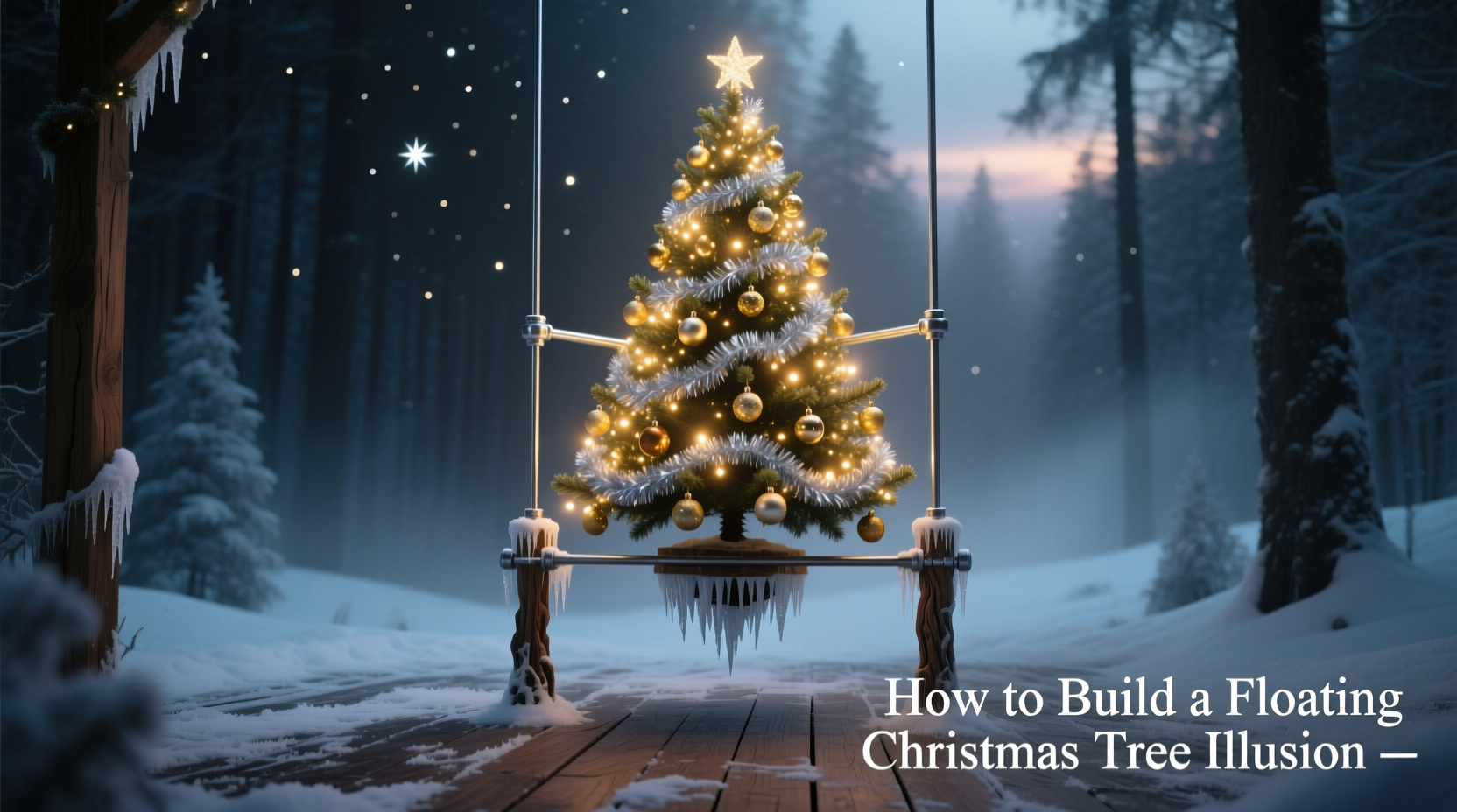 how to build a floating christmas tree illusion with hidden supports