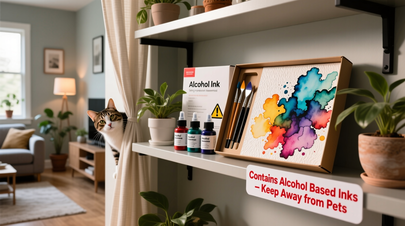 are alcohol ink art kits safe for pets when displayed at home
