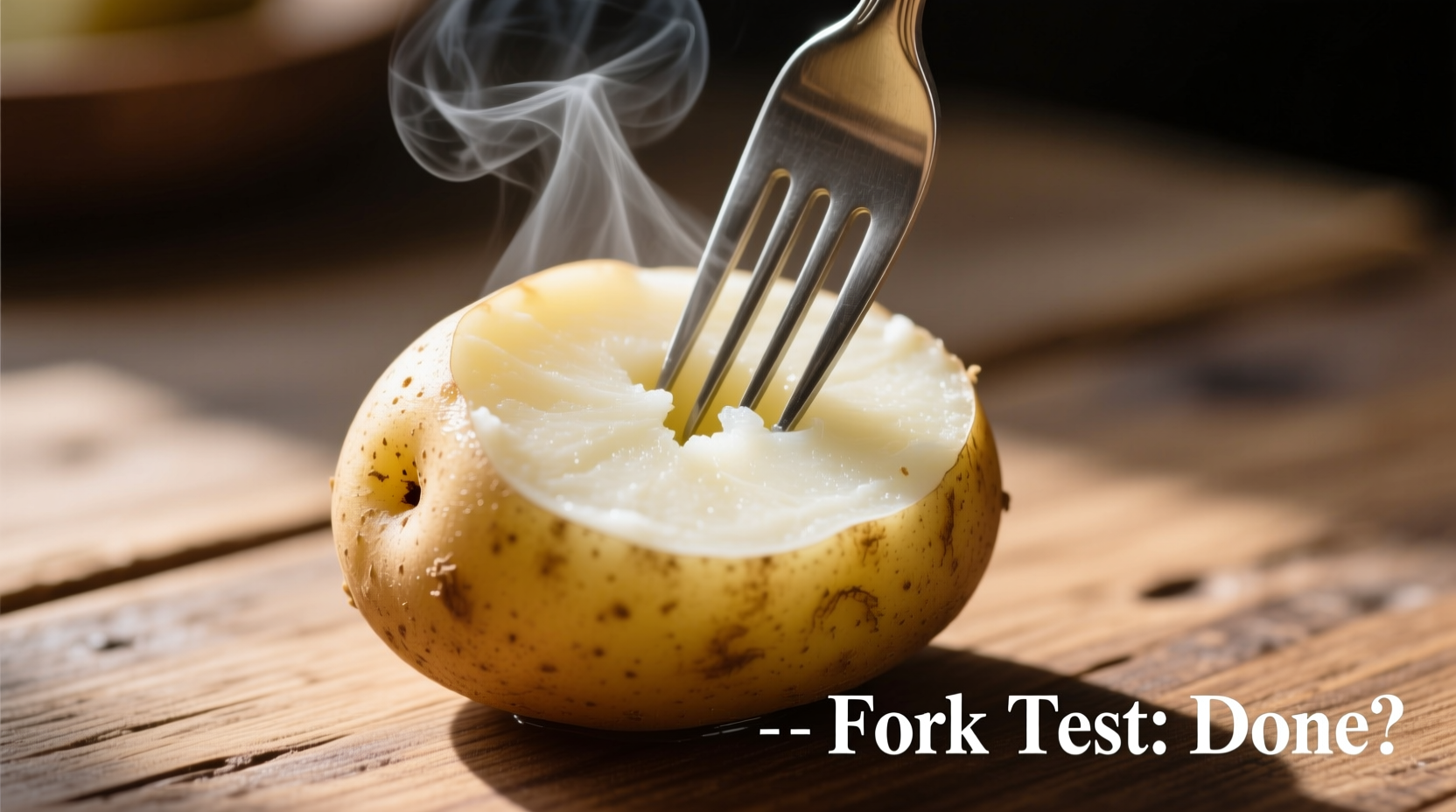 fork testing boiled potato doneness