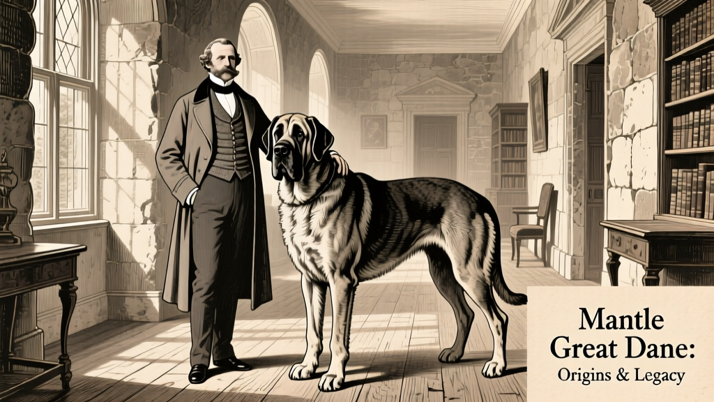Historical illustration or vintage engraving showing a German nobleman with a large, mastiff-like dog resembling an early Great Dane
