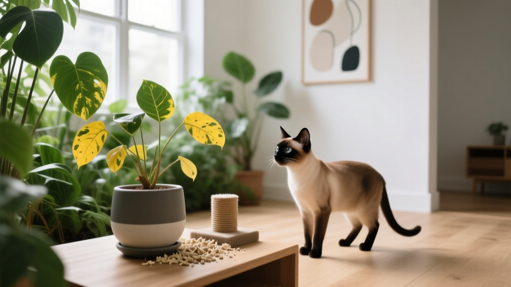 Stop Cats Peeing in Indoor Plants with Yellow Leaves