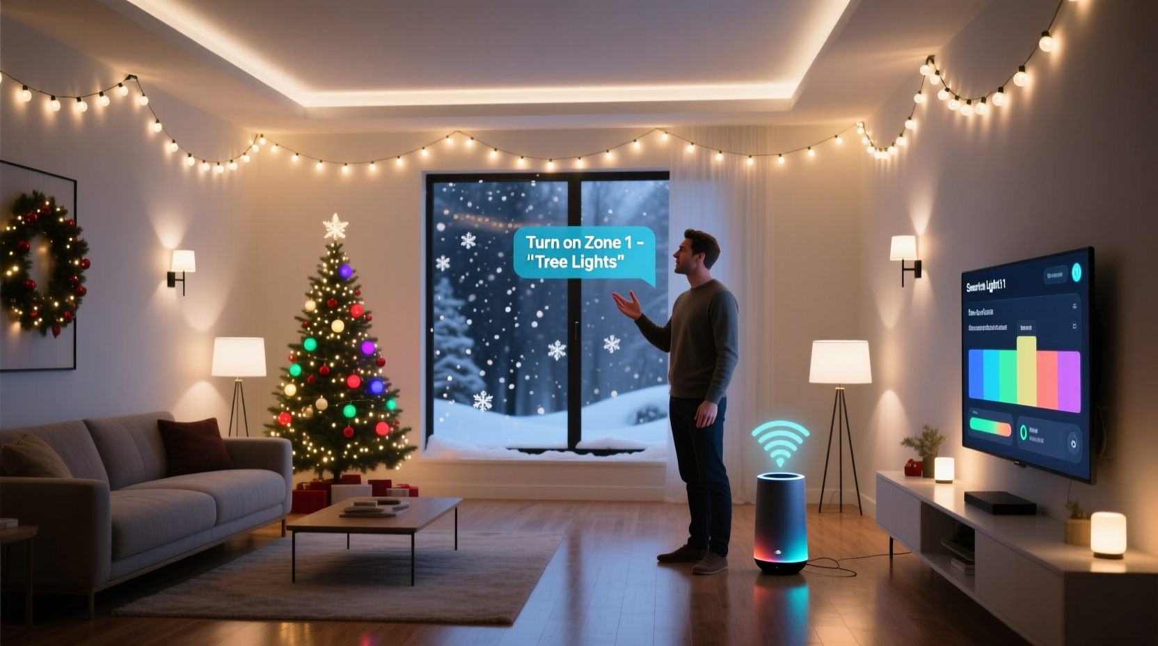 can you use voice commands to control multiple christmas light zones