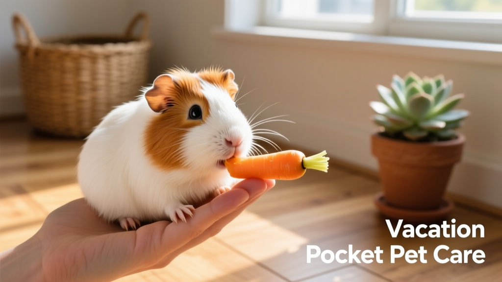 a white and ginger guinea pig being stroked and hand fed a carrot