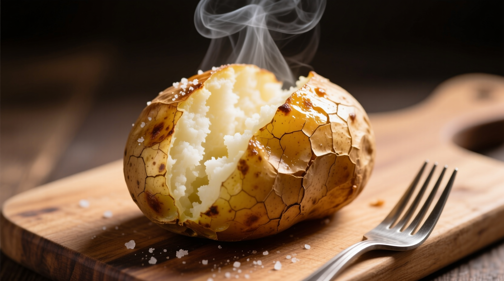 Perfectly cooked microwave baked potato with fluffy interior