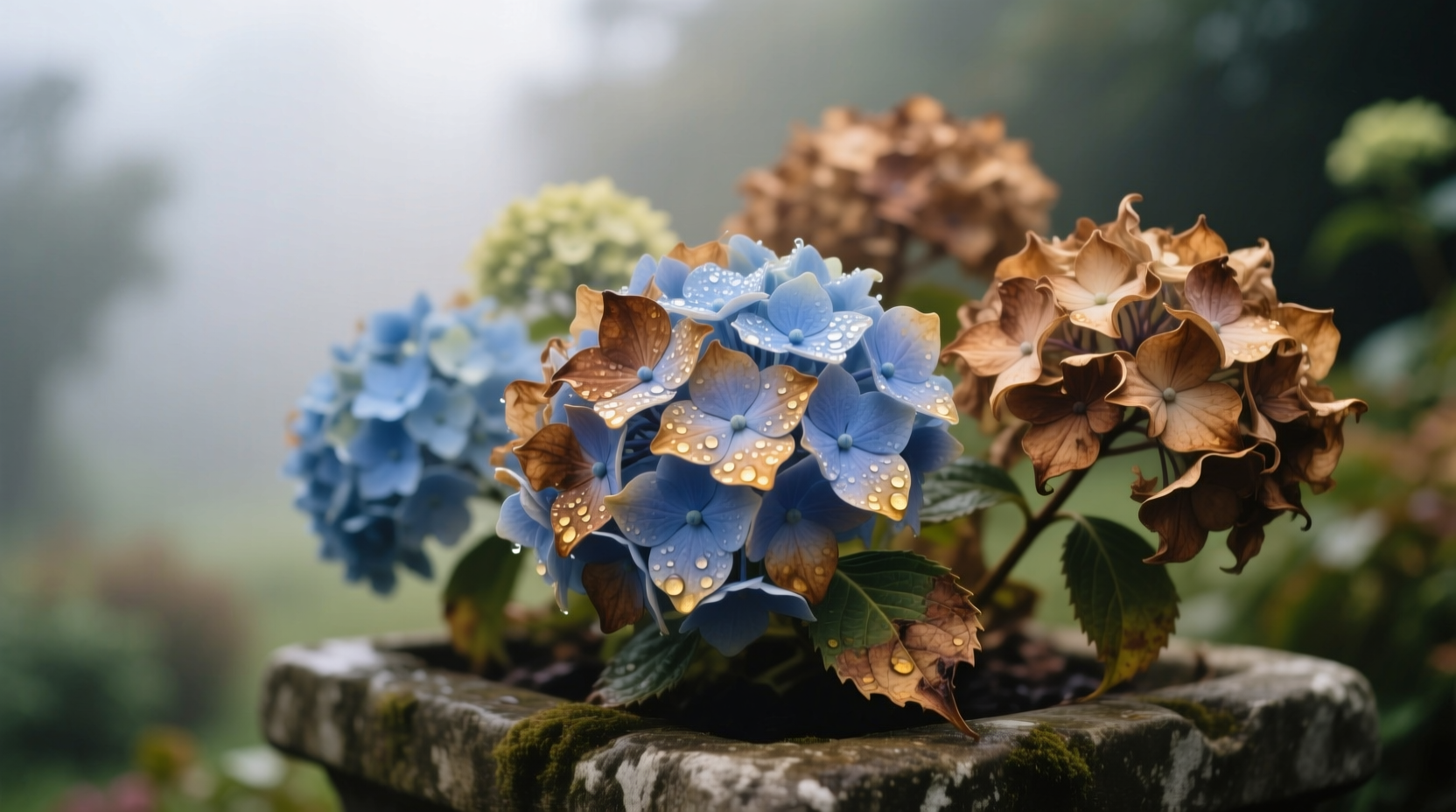 hydrangea flowers turning brown