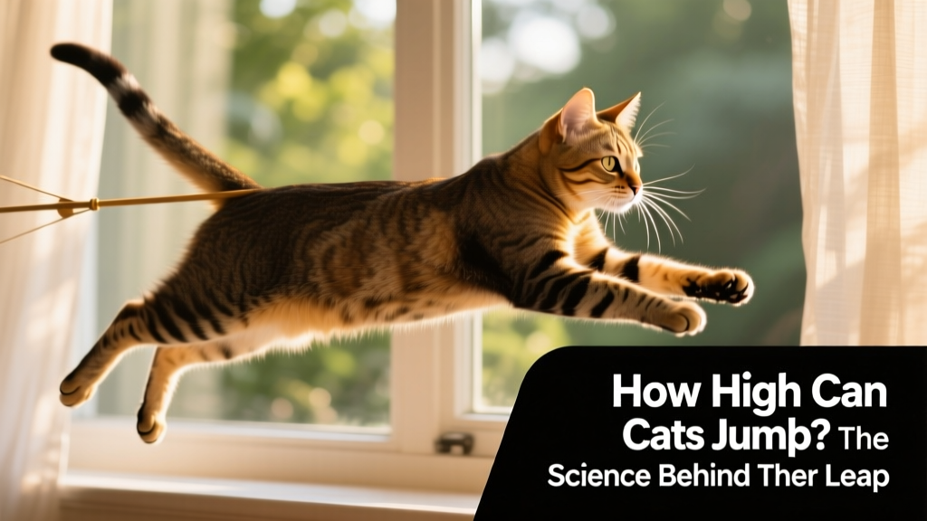 A cat mid-leap, tail extended, jumping toward a sunlit windowsill
