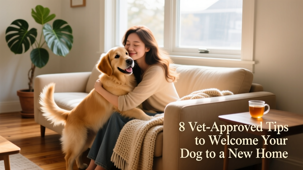 woman hugging her dog at home on the couch