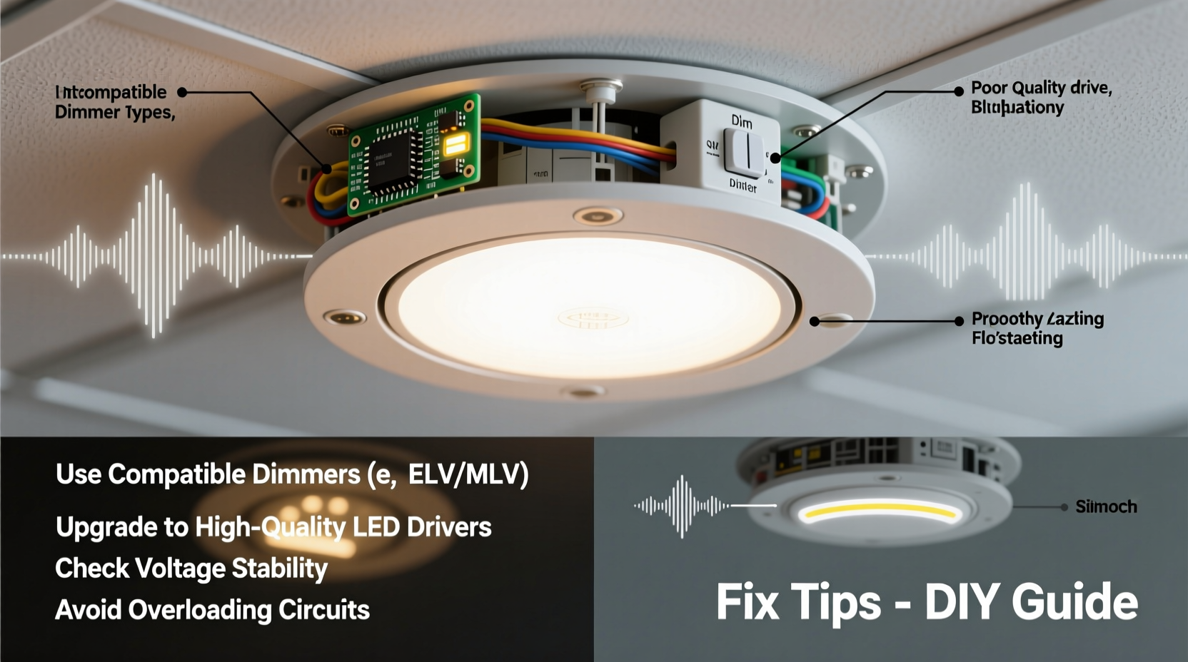 why do some led lights buzz when dimmed and how to fix it