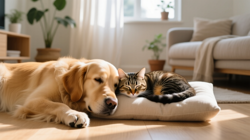 Golden Retriever Uses Cat Sibling As a Pillow and It's Too Cute