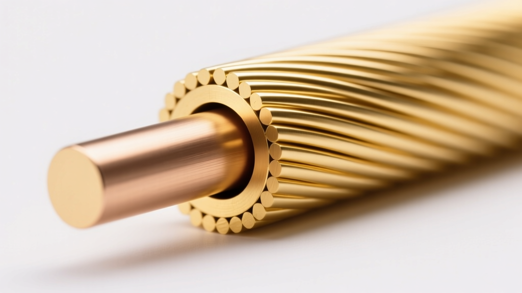 Cross-section diagram of gold-filled wire showing a thick 14k gold layer bonded to a brass core on a clean white background.