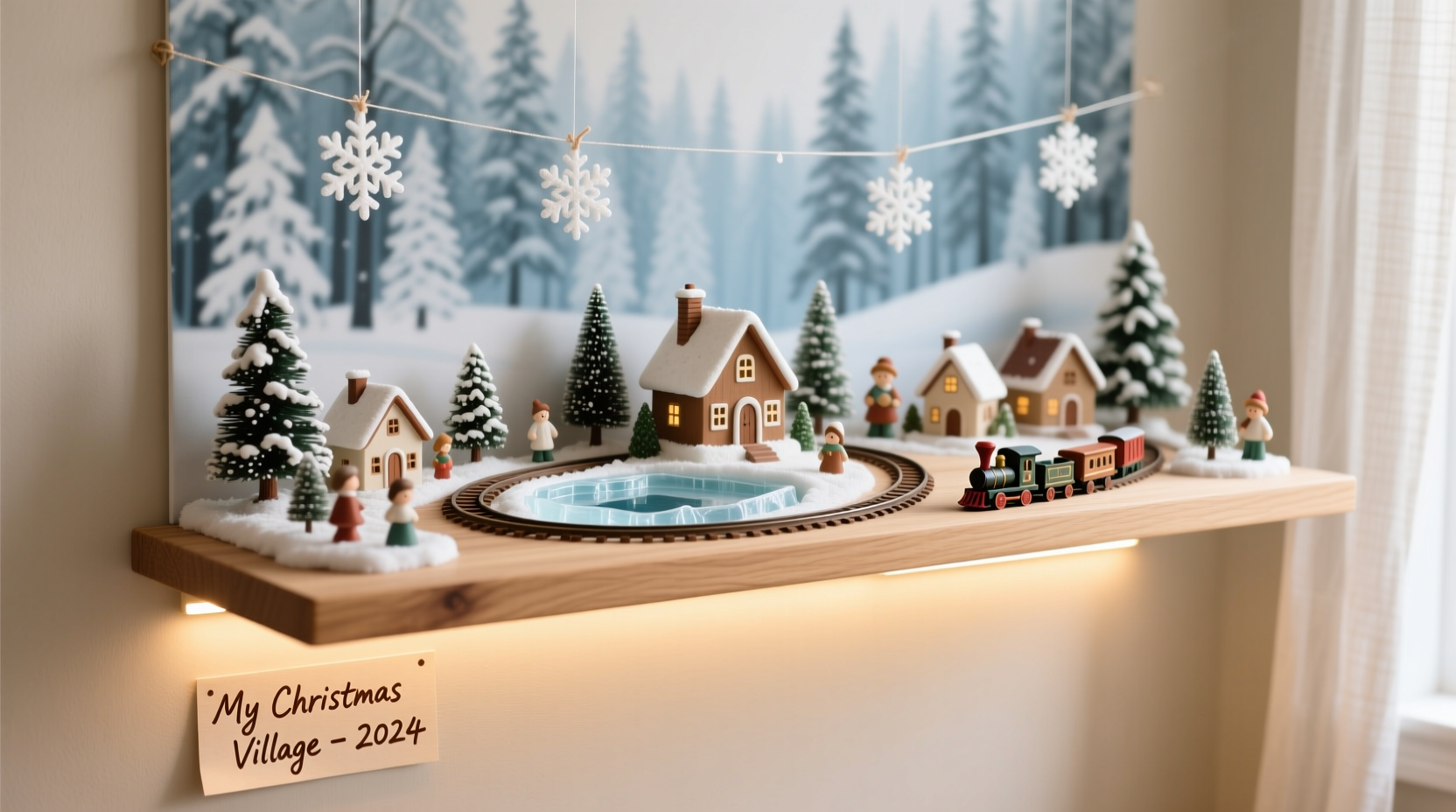 how to build a floating shelf display for christmas village collection