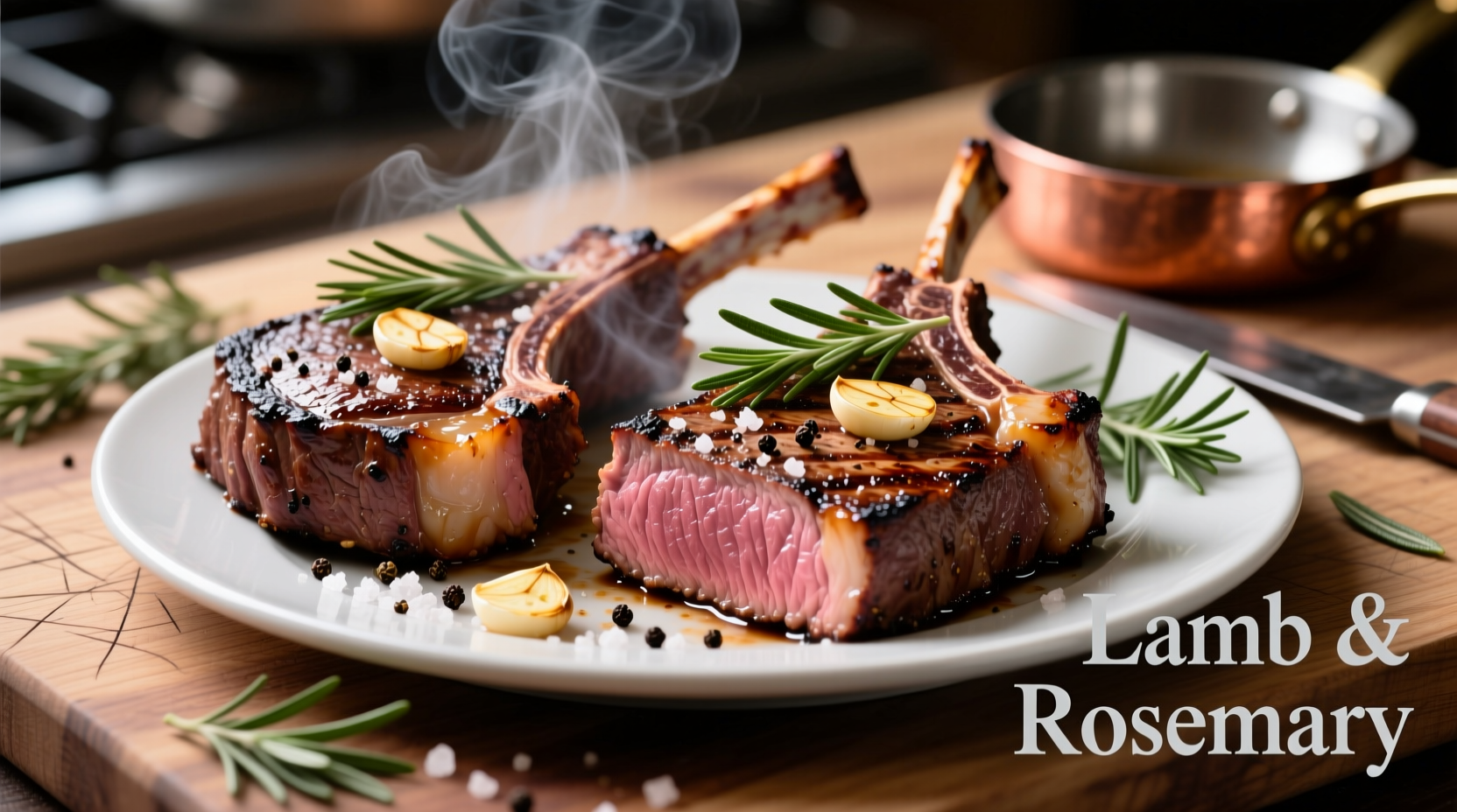 Perfectly seared lamb steaks with rosemary and garlic