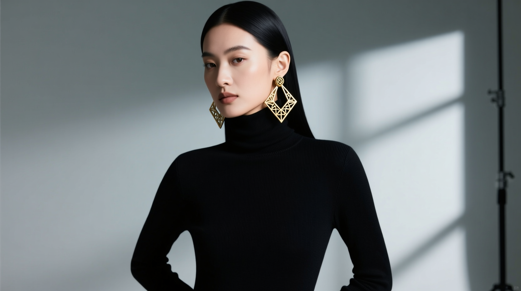 how to style a turtleneck with statement earrings without overwhelming