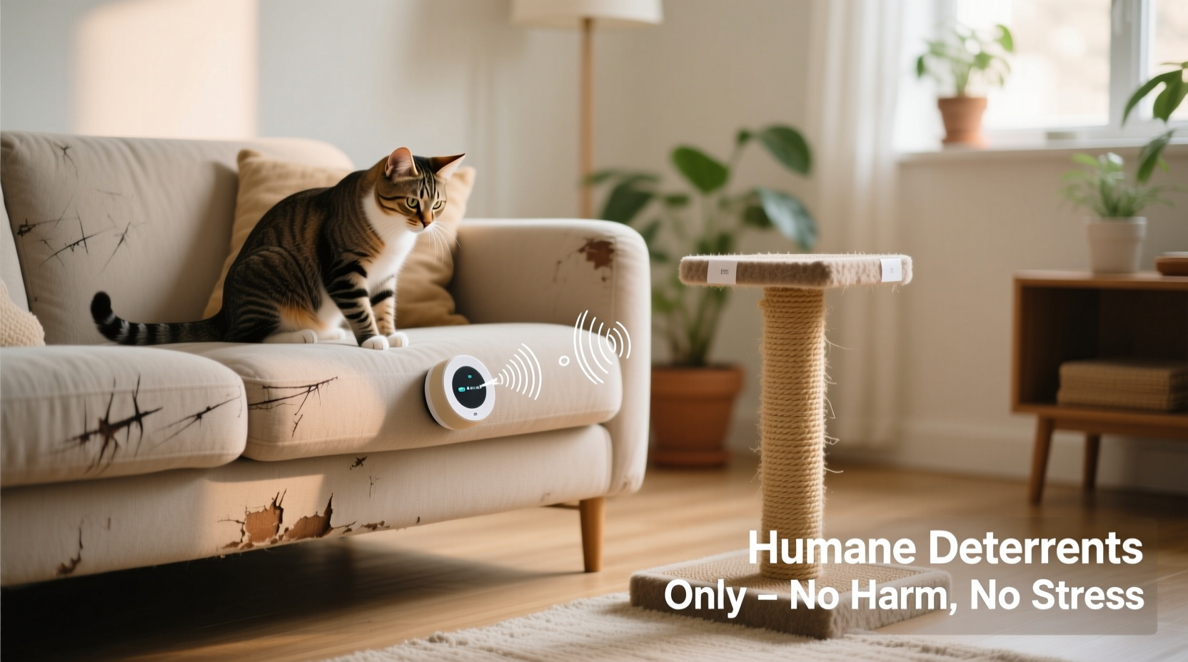 how to stop your cat from scratching the sofa using humane deterrents only