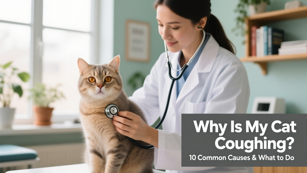 Veterinarian gently examining a calm cat’s chest with a stethoscope during a wellness check
