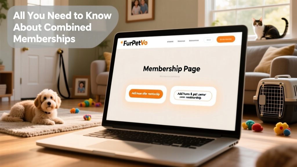 Screenshot of FurPetVo website showing the Membership page with highlighted 'Add house sitter membership' and 'Add home & pet owner membership' options