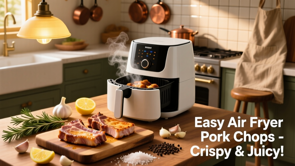 Crispy Juicy Air Fryer Pork Chops (75% Less Oil!)
