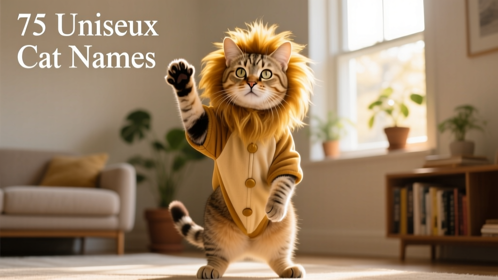 Cat in a lion costume posing playfully