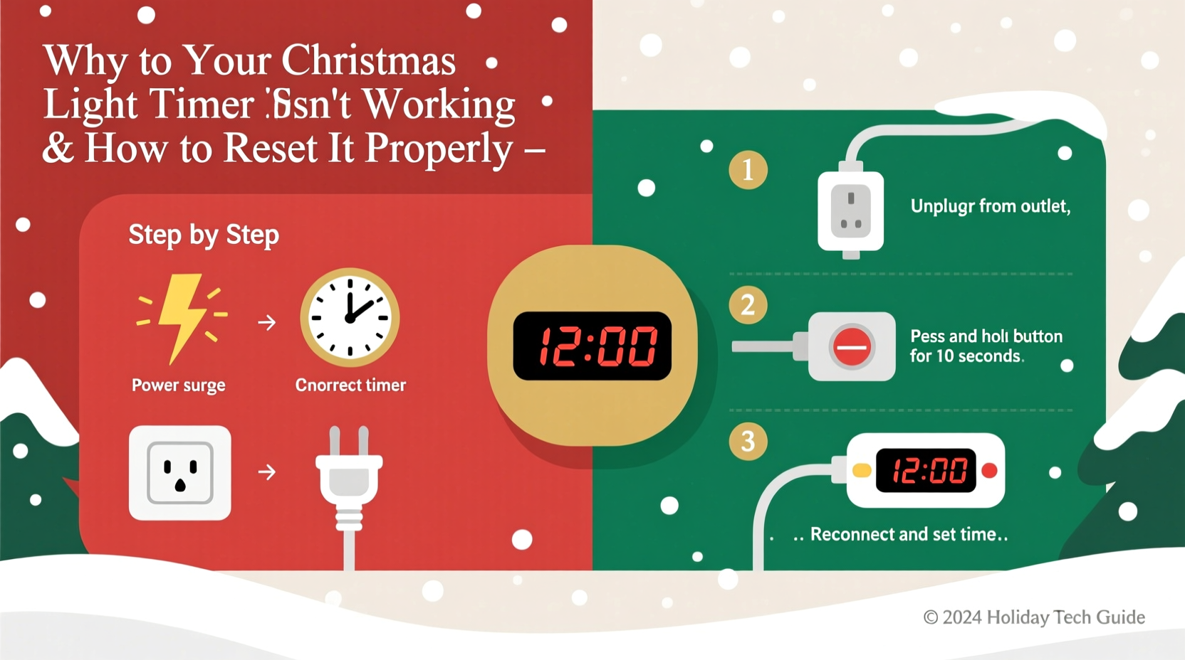 why is my christmas light timer malfunctioning and how to reset it properly