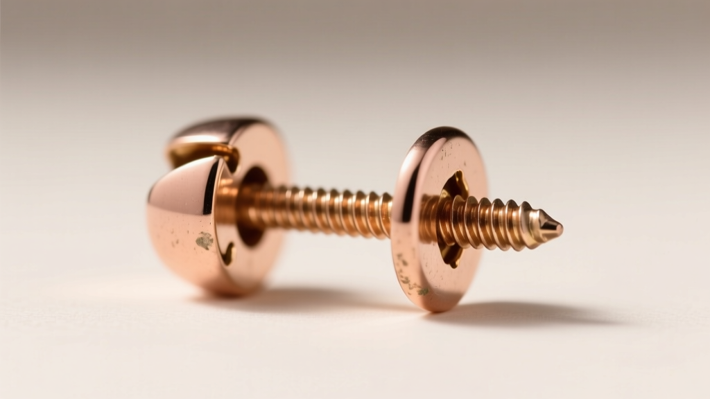Macro shot of a 1940s rose gold screw-back earring clasp highlighting the threaded post and adjustable tension screw