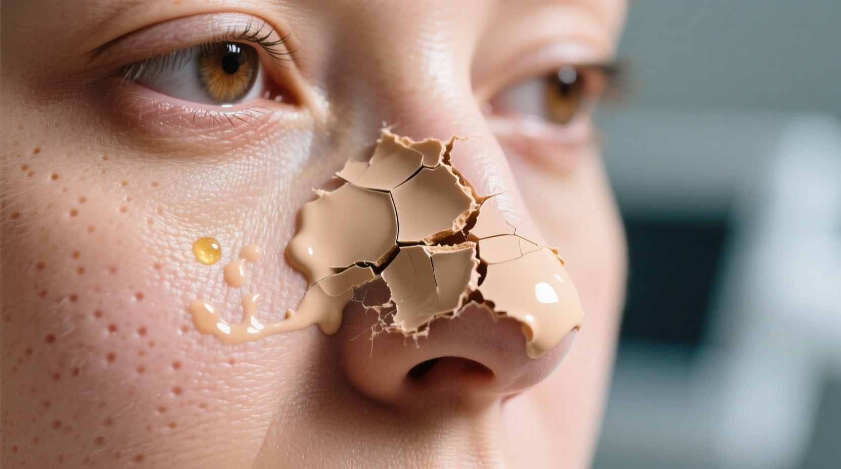 why does my foundation separate on my nose by noon fixes