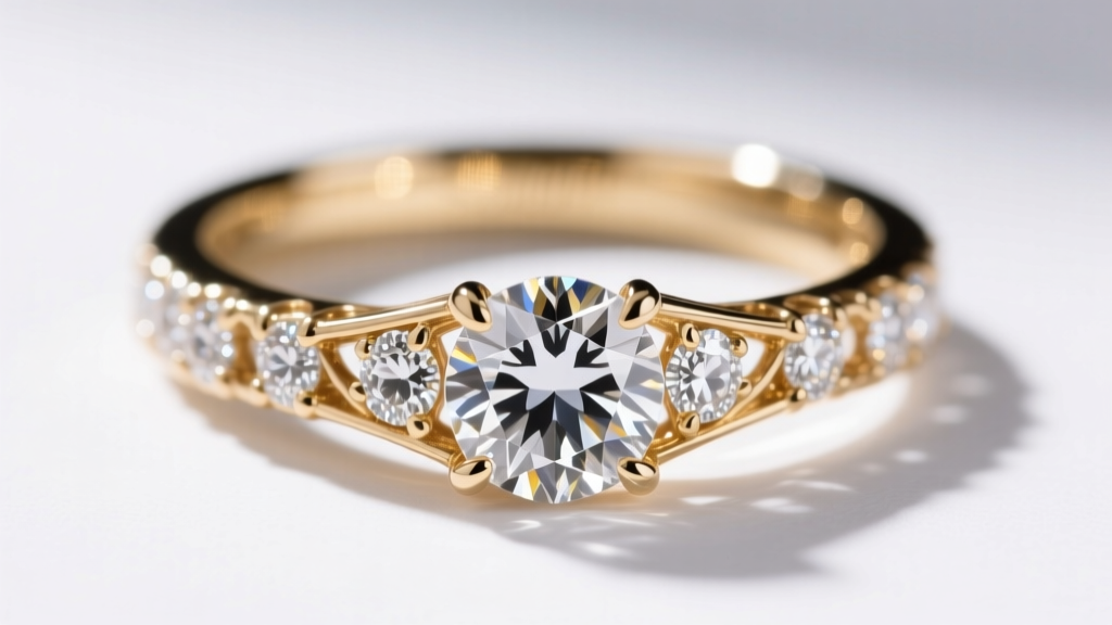 A 10x jeweler's loupe inspecting tiny prongs on an iced-out gold hoop earring, revealing a slightly loose pavé diamond setting.