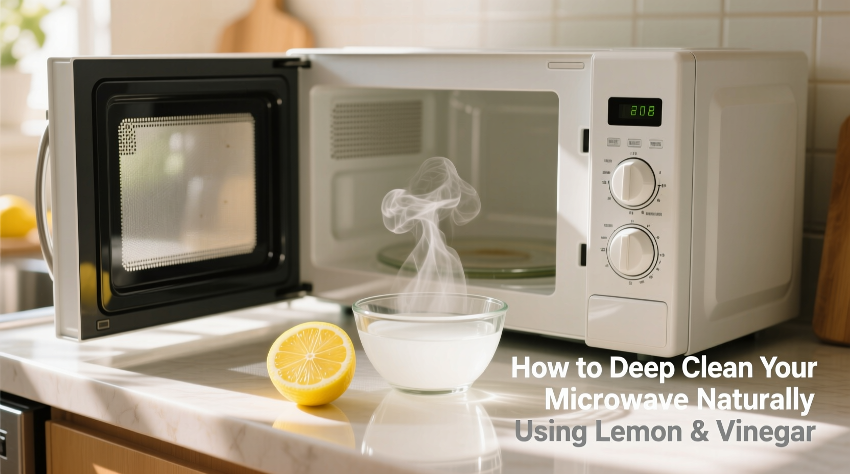 how to deep clean your microwave naturally using lemon and vinegar
