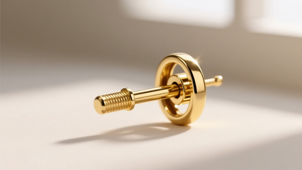 Macro photography of an 18-gauge gold earring post with a reinforced omega clip back, highlighting the structural hinge mechanism